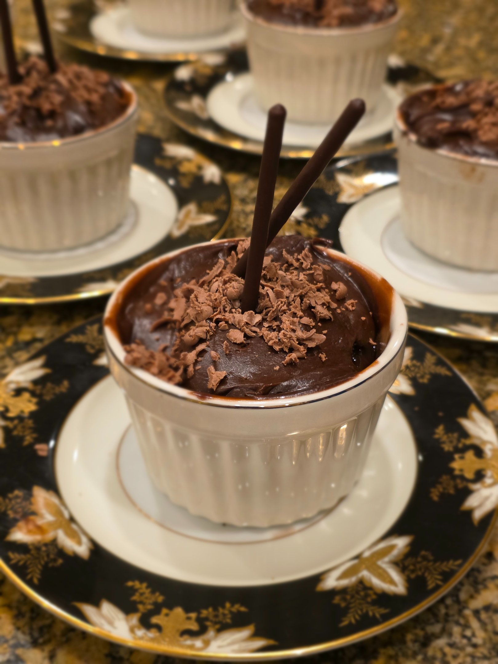 Chocolate desserts in individual ramekins from Chef Joe’s culinary portfolio